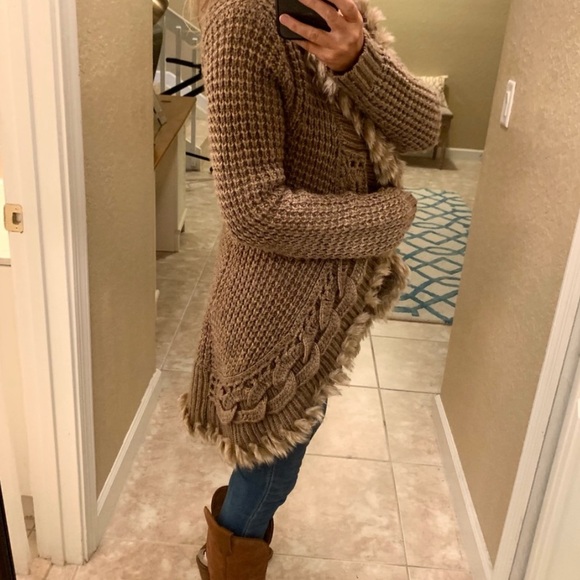 Boston Proper Wool Fringe Shawl Collar Sweater - Picture 5 of 6